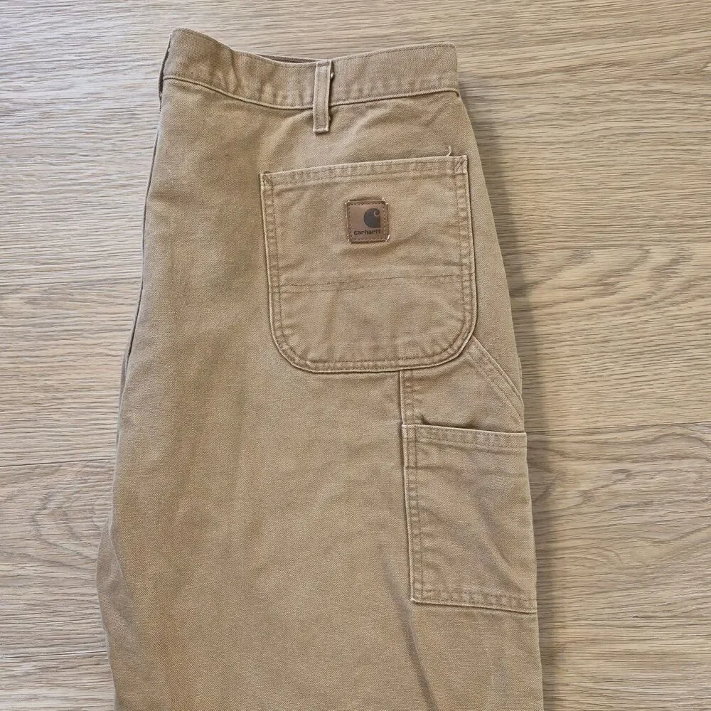 Carhartt Pants Men's 42x32 Heavy Duty B11 BRN Brown Canvas Carpenter Work Jeans